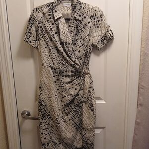 Calvin Klein Women's Black and Cream Mini Dress